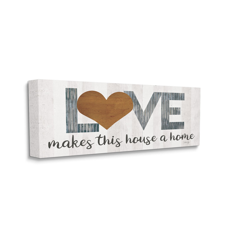«Love Makes House A Home Motivational Family» par Marla Rae, H 17 po x l 40 po x P 1,5 po, Toile tendue