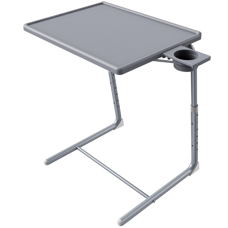Table de bout pliante réglable et multifonctionnelle - plateau télé polyvalent avec 6 réglages de hauteur et 3 angles d'inclinaison