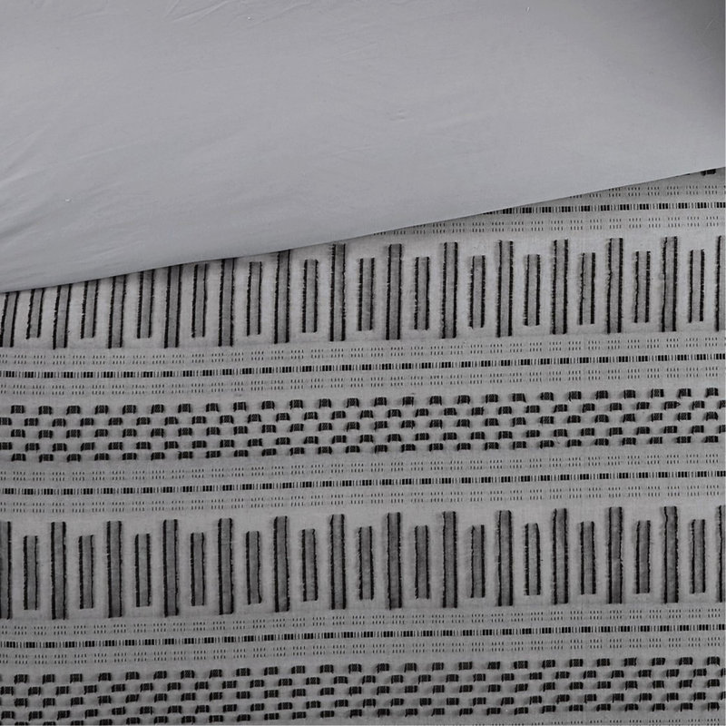 Mini ensemble d'édredon en coton jacquard gris / noir très grand / très grand californien, Noir/gris