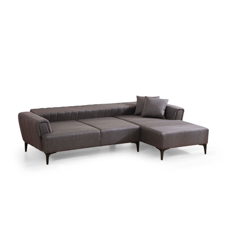 Canapé-lit d'angle, Mélange de polyester gris, Orienté à droite