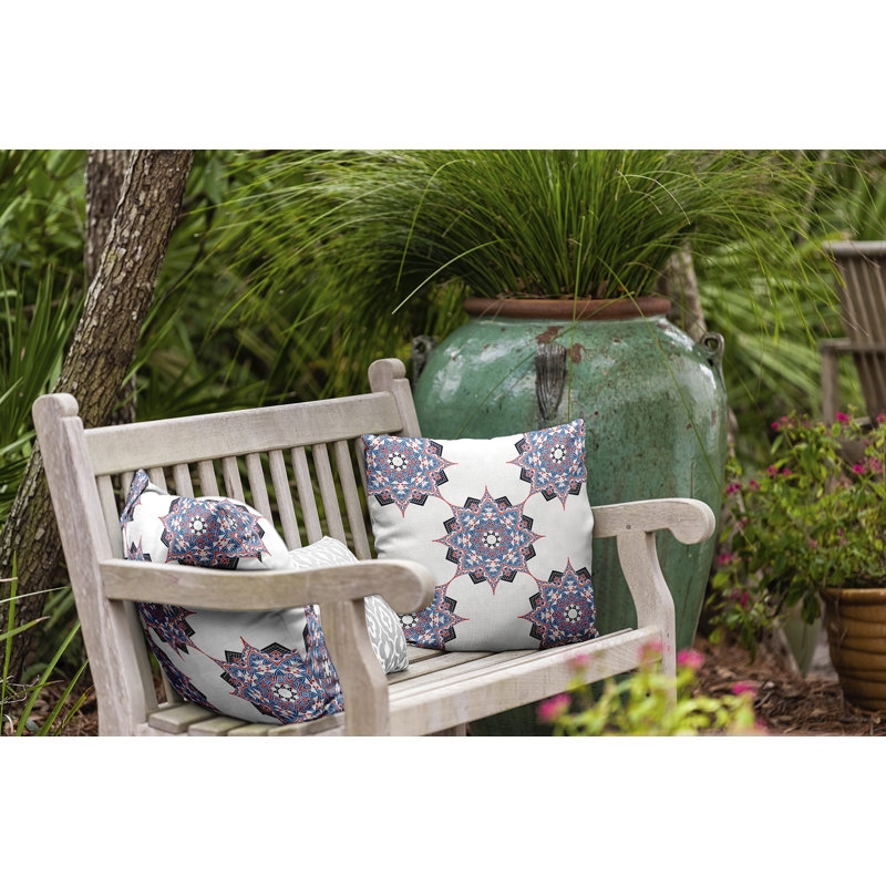 Housse et insert de coussin carré Happy Hippy, Bleu marine / bleu, H 16 po x l 16 po