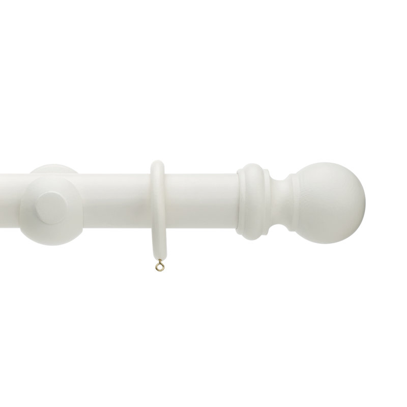 Keswick Wood 5cm Single Curtain Pole, Linen White, 5cm H x 200cm W x 5cm D