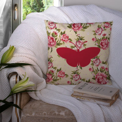  Butterfly Shabby Elegance Yellow Roses Floral 14" Throw Pillow