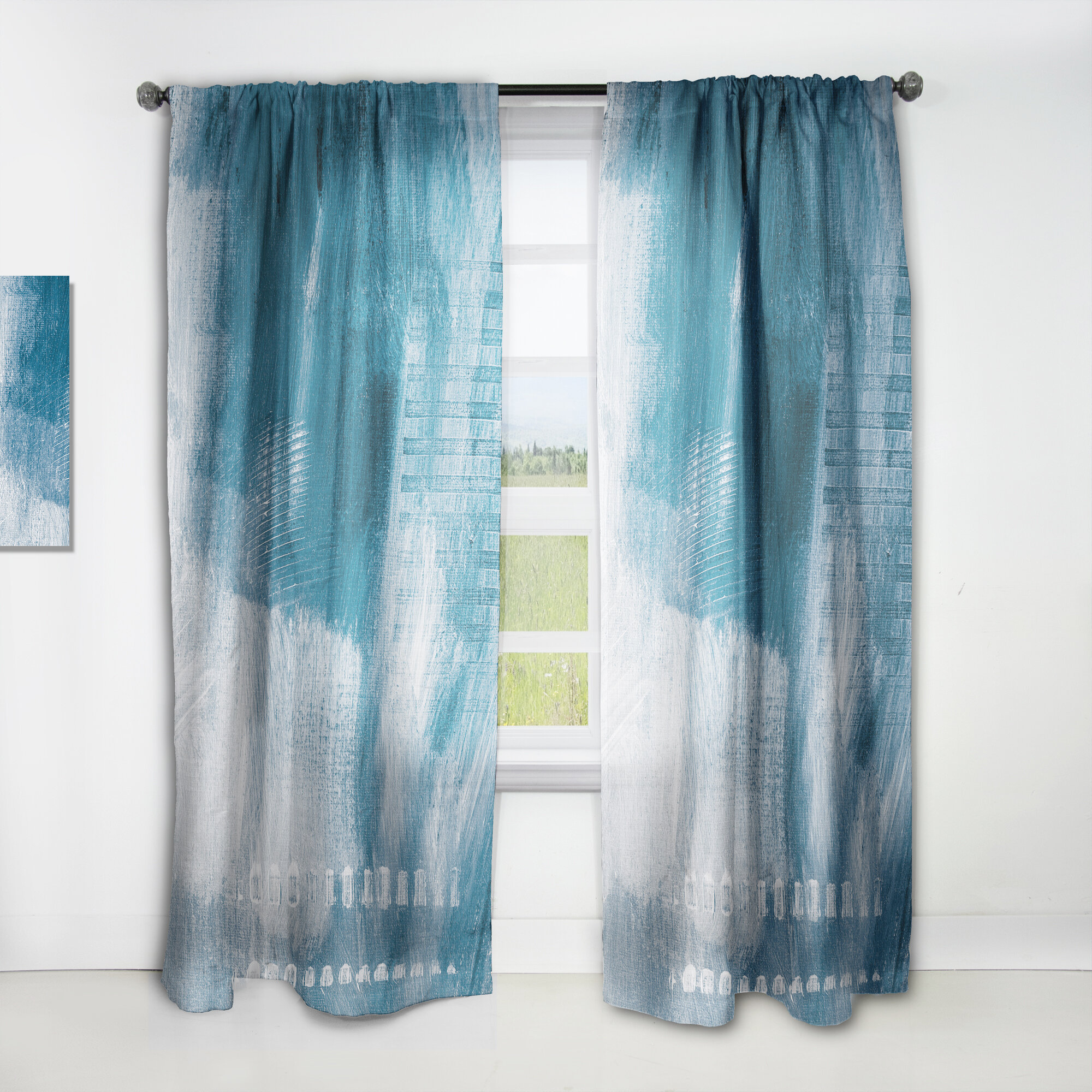 Orren Ellis Garrin Abstract Semi-Sheer Thermal Rod Pocket Curtain ...