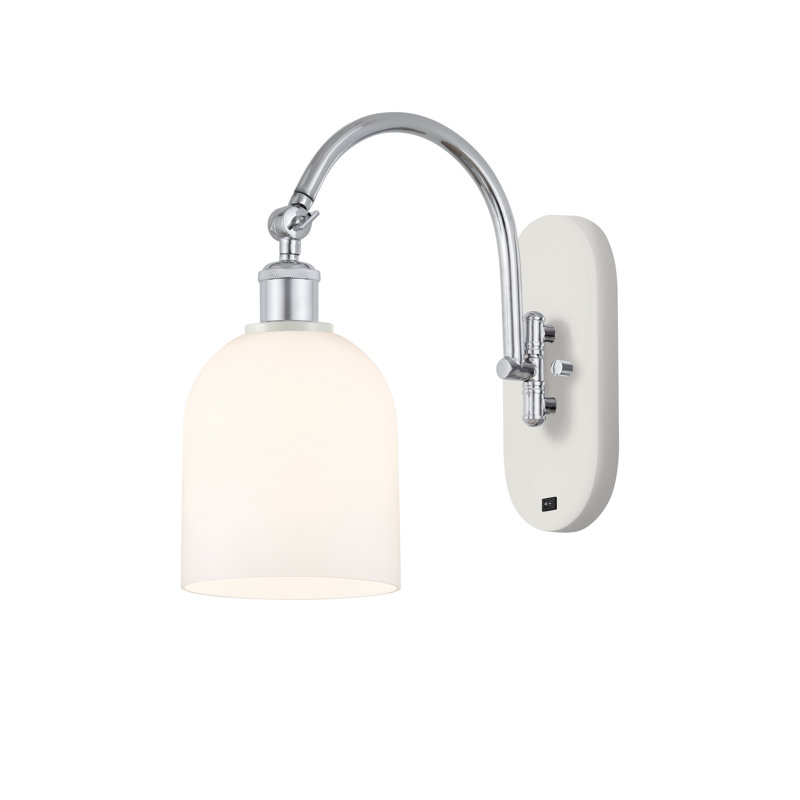 Applique à bras en acier Bella, Blanc lustré, Chrome poli blanc