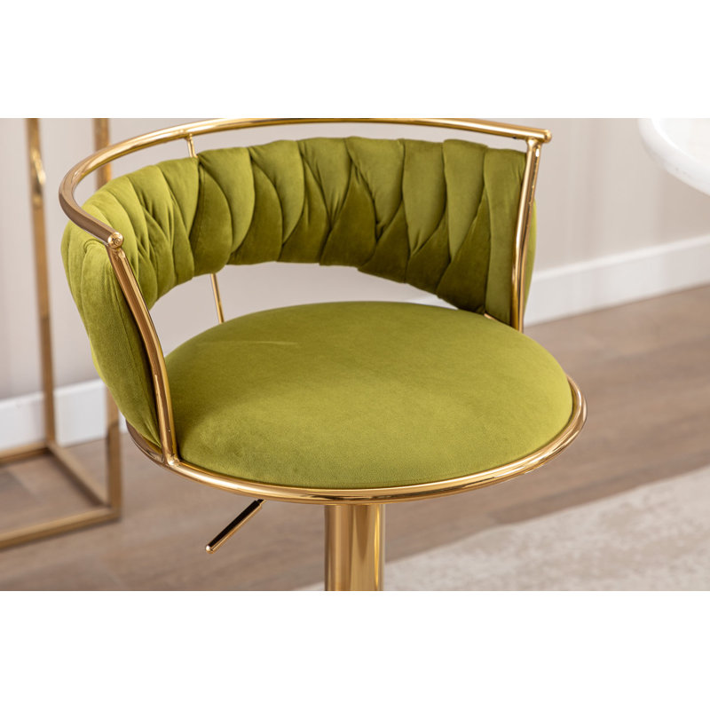 Ensemble de 2 tabourets de bar pivotants en velours noir (ensemble de 2), Vert, 1