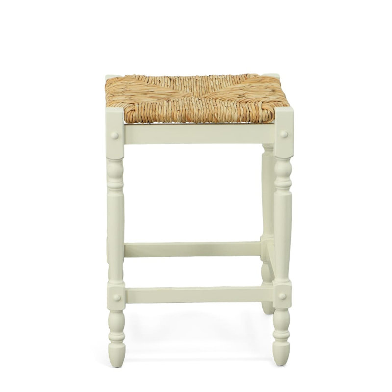 Chaise de bar 24 po en bois massif blanc naturel et antique