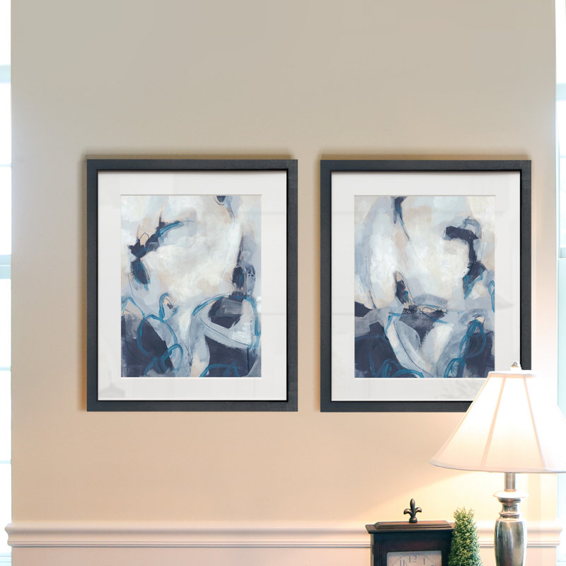 «Blue Process I», ensemble de 2 reproductions d'art sur papier encadrées
