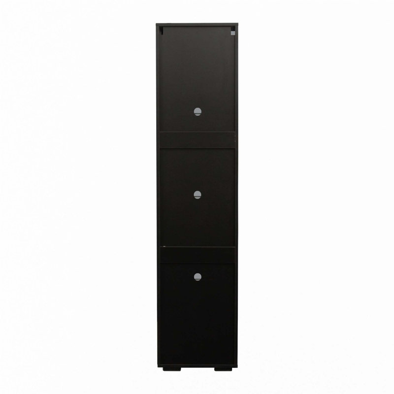 Side Cabinet With Aluminum Strip Lamp,With Large Storage Space, Black