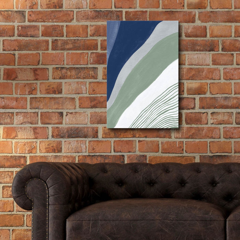 «Blue Green Abstract 4» par Danhui Nai, art mural en verre acrylique, H 24 po x l 16 po x P 0,2 po
