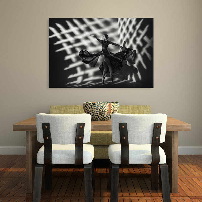 " Graceful Ballet Dancer In Dramatic Elegant Ethereal Wall Art Print " by Georg Scharf, H 32 po x l 48 po