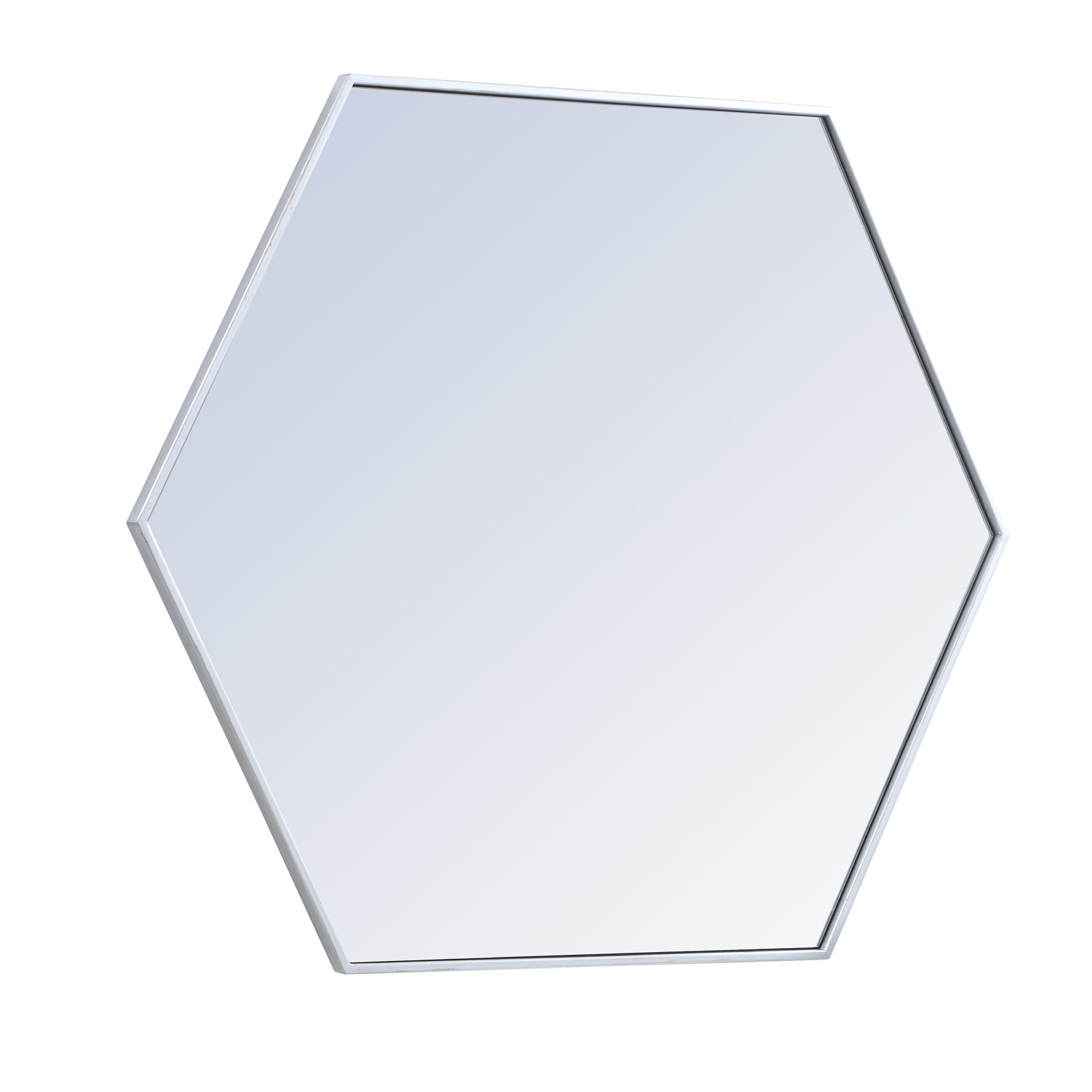 Sabine Metal Hexagon Wall Mirror, Silver, 32" x 38"