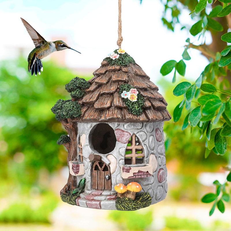Maison d'oiseaux d'extérieur en résine.