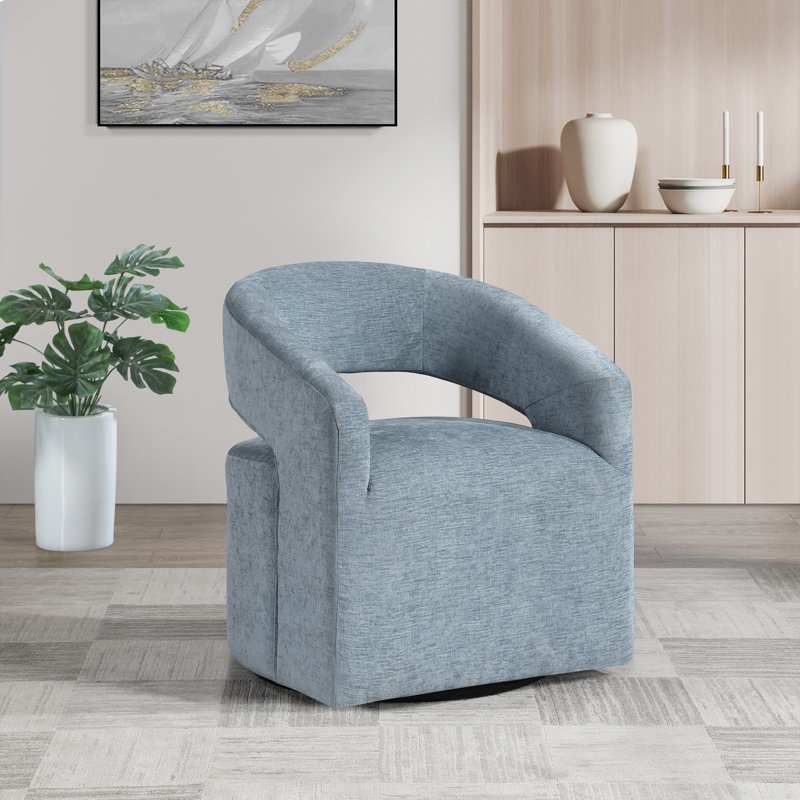 Chaise pivotante Jaidie, Tissu bleu ciel