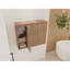 Armoire de rangement pour salle de bain, look moderne, armoire latérale avec poignées cachées et contreplaqué