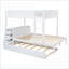 Lit superposé double avec lit gigogne simple, structure en bois de pin, contreplaqué, panneau de fibres à densité moyenne, tiroirs de rangement Prises de bureau blanches pour petits espaces-358717696-358717697