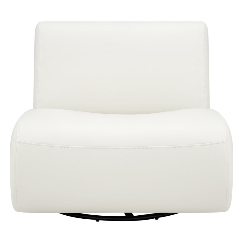 Fauteuil d'appoint pivotant 33 po Nita, Cuir véritable beige