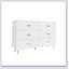 Commode 6 tiroirs très brillante avec poignées dorées et pieds en acier, parfaite pour les chambres modernes et élégantes-694531564