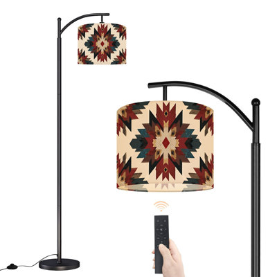 Arc Floor Lamp with Adjustable Lampshade Tribal southwestern native american navajo Ethnic Standing Lamp 3 Color Temperatures Dimmable Tall Pole Lamp with Foot Switch for Bedroom