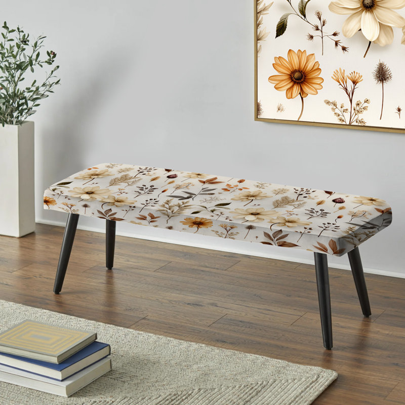 Rustic Foliage - Plants Upholstered Black Bench