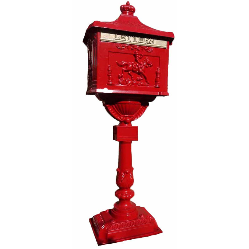 Post Mounted Post Box, Red