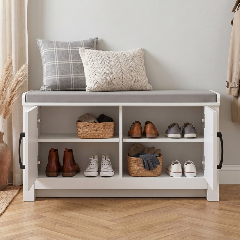 2 Door Shoe Storage Bench, White