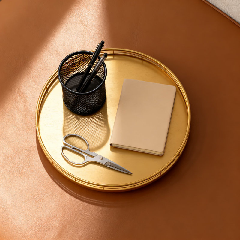 Plateau tournant en bois avec cadre en métal, organisateur polyvalent pour meuble-lavabo, commode, comptoir de cuisine et table basse