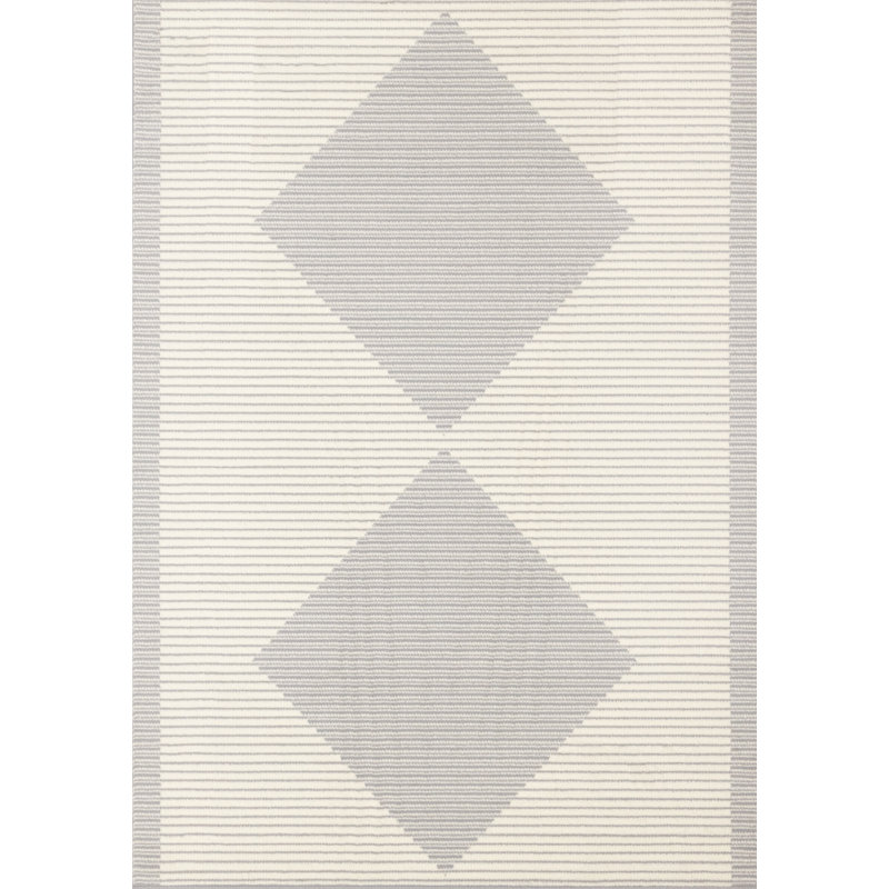 Tapis gris / crème en polypropylène tissé à la machine 4 pi 7 po x 6 pi 7 po Vihana
