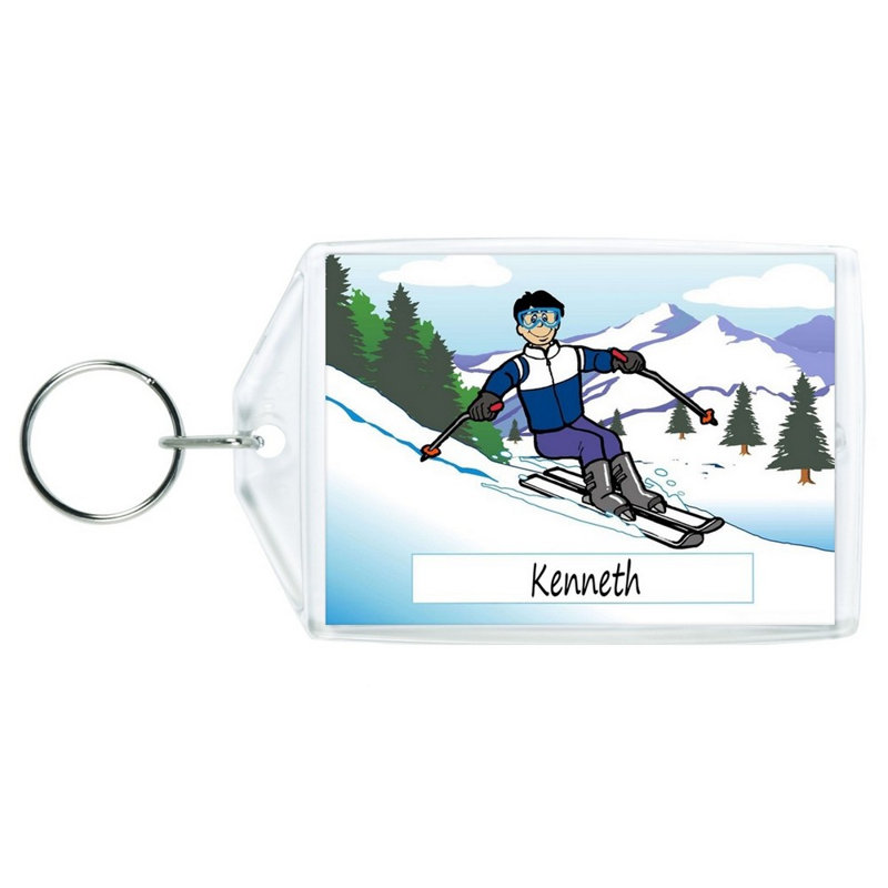 Porte-clés personnalisé Skieur, neige - mâle, Oui
