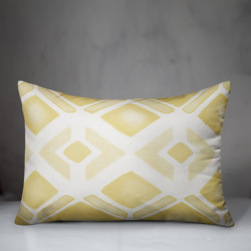 Geometric Outdoor Reversible Throw Pillow, Yellow