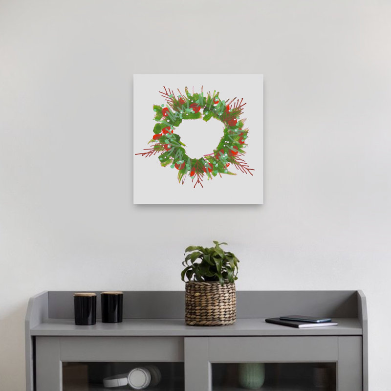 Festive Christmas Wreath Abstract Colorful Vibrant Nature Winter Wall Art Print, 45.72cm H x 45.72cm W