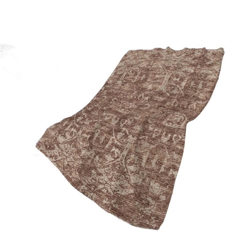 Jeté 50 "X 70" en polyester damassé tissé beige et chocolat