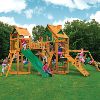 Pioneer Peak Swing Set with Clatter Bridge and Tire Swing - Professional Installation Available