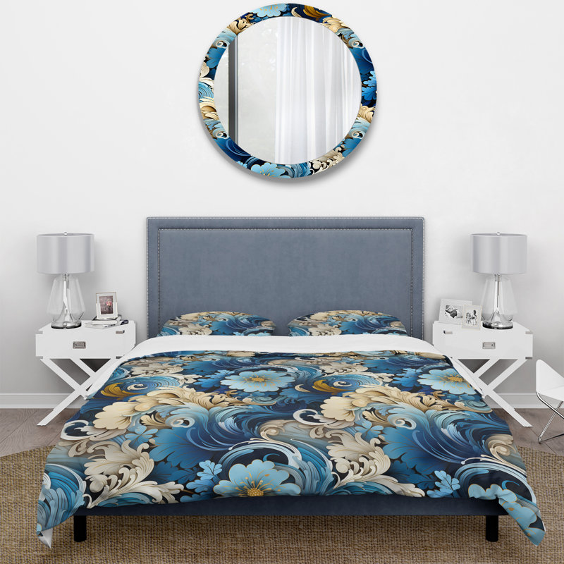 Ethnic Charm Paisley Pattern III Floral Duvet Cover, King Duvet Cover + 2 King Shams