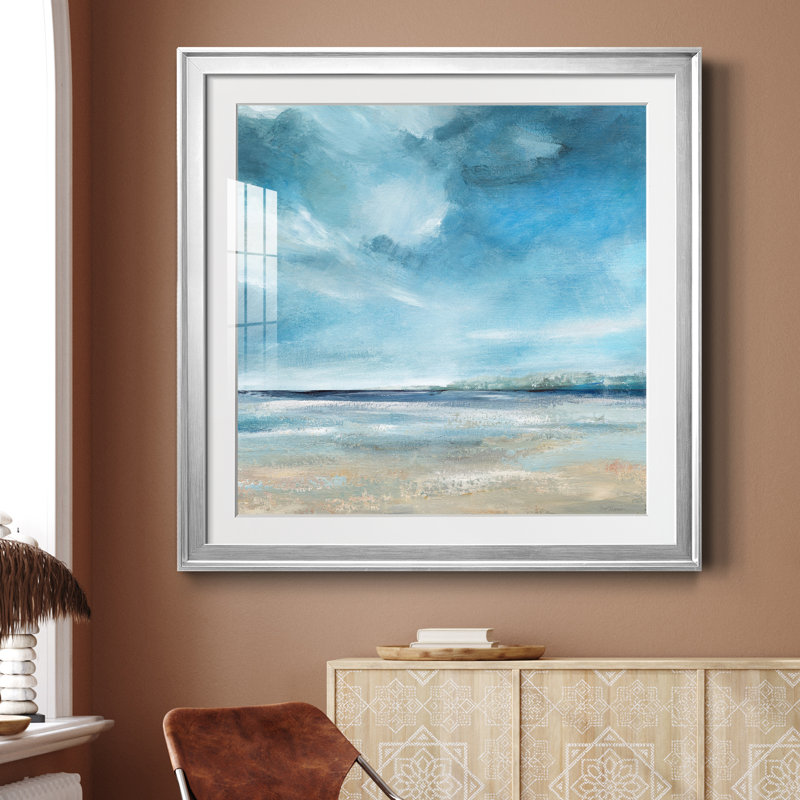 Nuage et soleil - Peinture avec cadre photo, H 30,5 po x l 30,5 po x P 1,5 po, Toile encadrée argentée