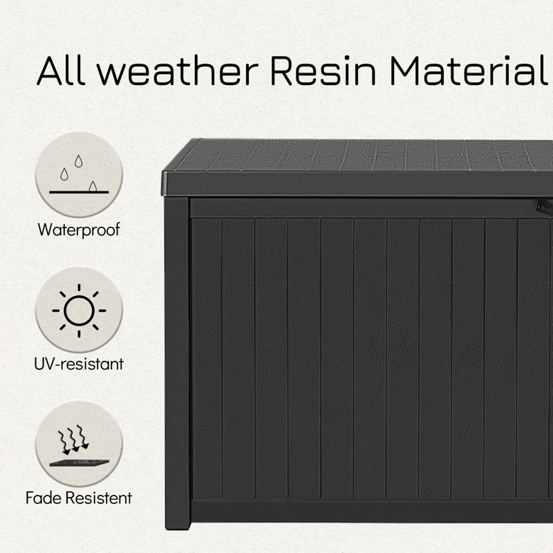 Black 120 Gallon Lockable Resin Outdoor Deck Box