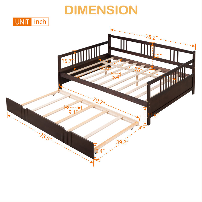 Daybed Wood Bed, Espresso