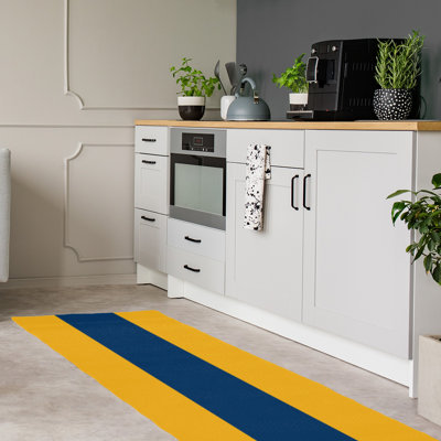 Tapis bleu/jaune