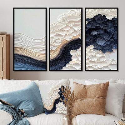 «Aqua Sea Underwater River I», ensemble d'art abstrait mural transitionnel moderne