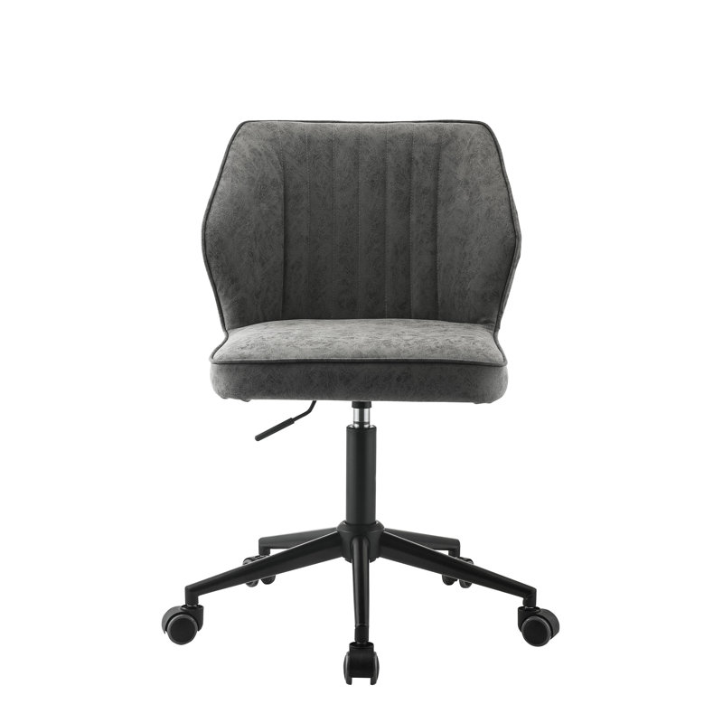 Chaise de bureau vintage grise avec siège pivotant à 360 degrés et siège en mousse à haut dossier en métal 5
