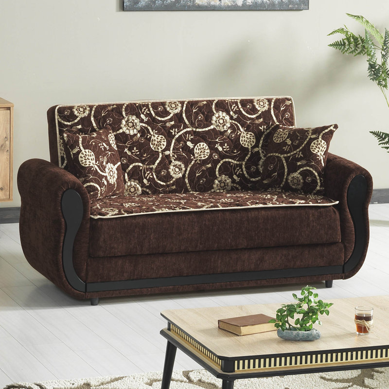Herfriede Upholstered 69.7'' Sofa, Brown Chenille