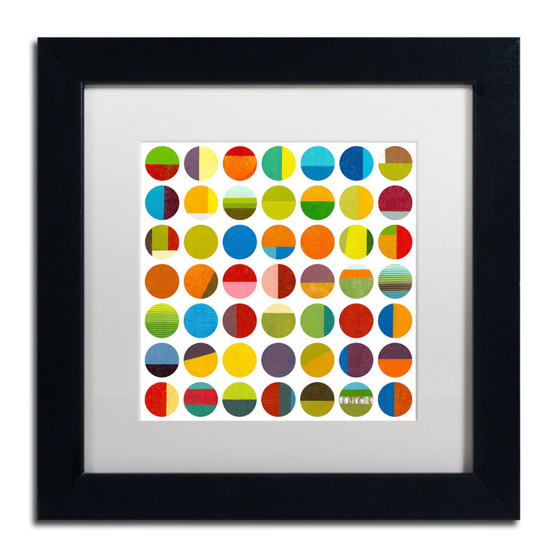 « 49 cercles », reproduction d’art encadrée, H 11 po x l 14 po x P 0,5 po, Blanc