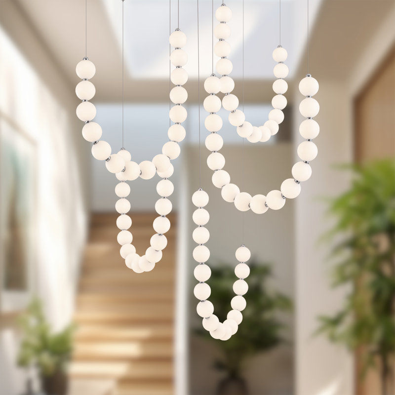 Akoya 80 Light Chrome dimmable LED Chandelier, Chrome, 5 Head Chandelier