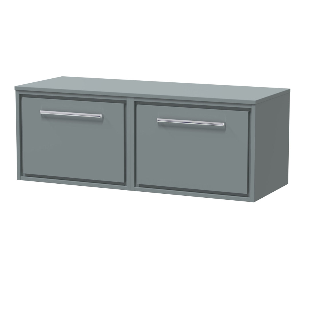 Hudson Reed Lille 1200mm Fern Green 1 Drawer Wall Hung Vanity Unit With Co-ordinating Worktop