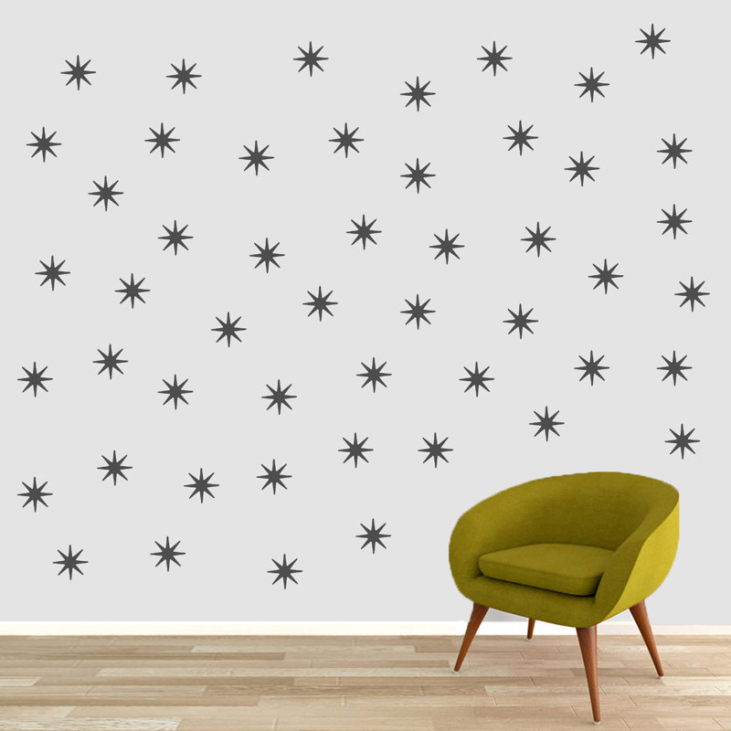 Adhésif décoratif rétro Starbursts, Gris foncé