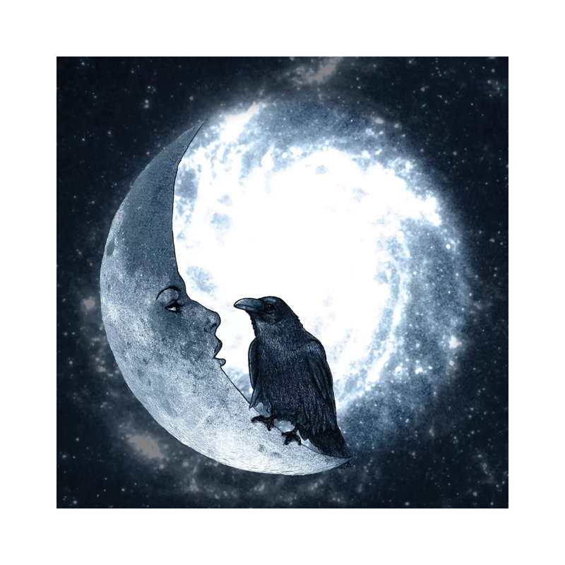 The Crow And Its Moon by Barruf - Wrapped Canvas Print, 66.04 cm H x 66.04 cm W x 3.175 cm D