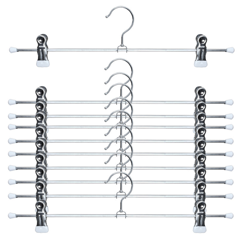 Cintre pour pantalons antidérapant avec pinces, Blanc, H 3 po x l 16 po x P 1,12 po