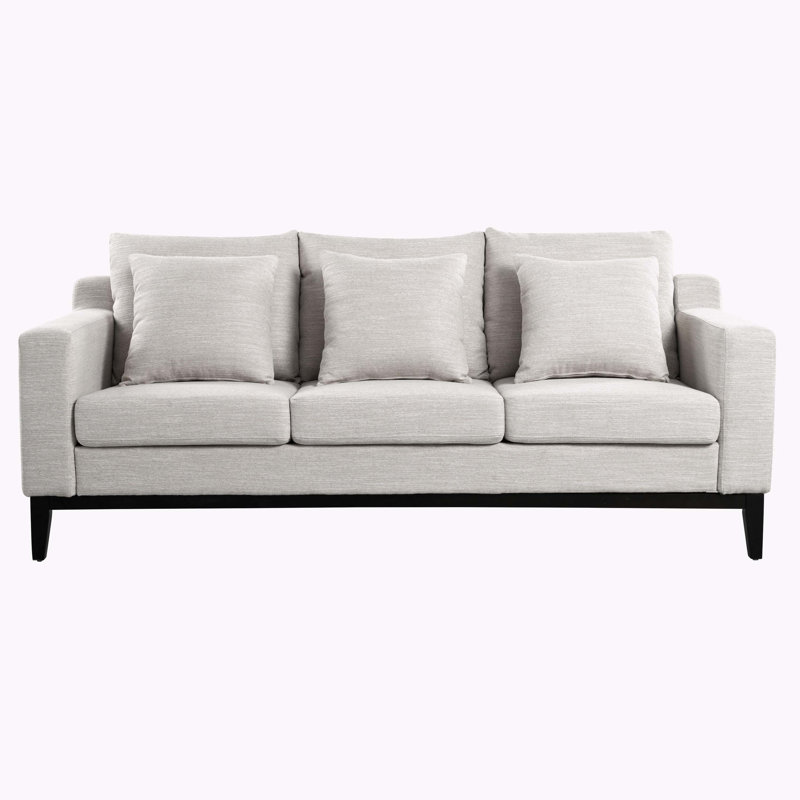 Bronte-May 80" Square Arm Sofa, Light Gray Polyester