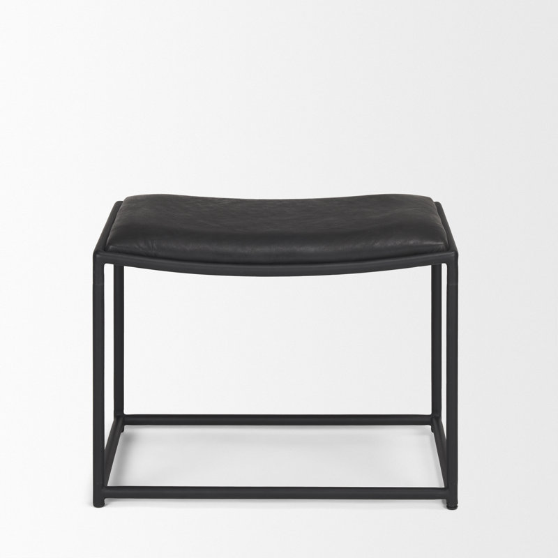 Tabouret en cuir Galina, Noir