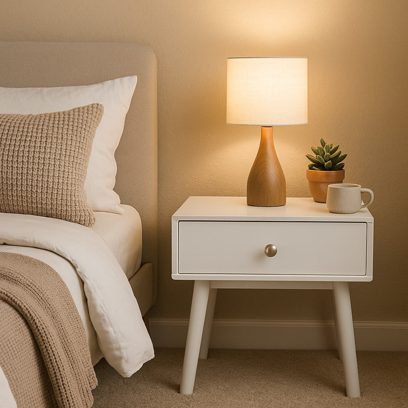 Fritz 40cm W Solid + Manufactured Wood Bedside Table, White
